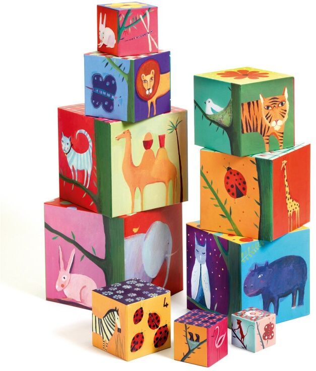 10 Cubes à empiler Nature & Animaux - Djeco