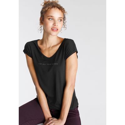 Funktionsshirt FAYN SPORTS "Cuffed Tee", Damen, Gr. 32/34, schwarz, Jersey, Obermaterial: 87% Polyester, 13% Elasthan, figurbetont, Shirts Funktionsshirt, atmungsaktiv, schnell trocknend, aus Jerseystoff