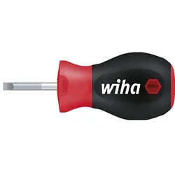 Wiha Schraubendreher SoftFinish Schlitz mit kurzer Rundklinge, Stubby - 26965