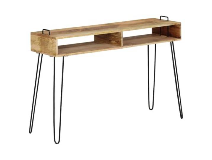 HEFZGDB Konsolentisch Mangoholz Massiv 115 x 35 x 76 cm mit Stahlrahmen und Regalböden für Industrie-Stil Dekoration