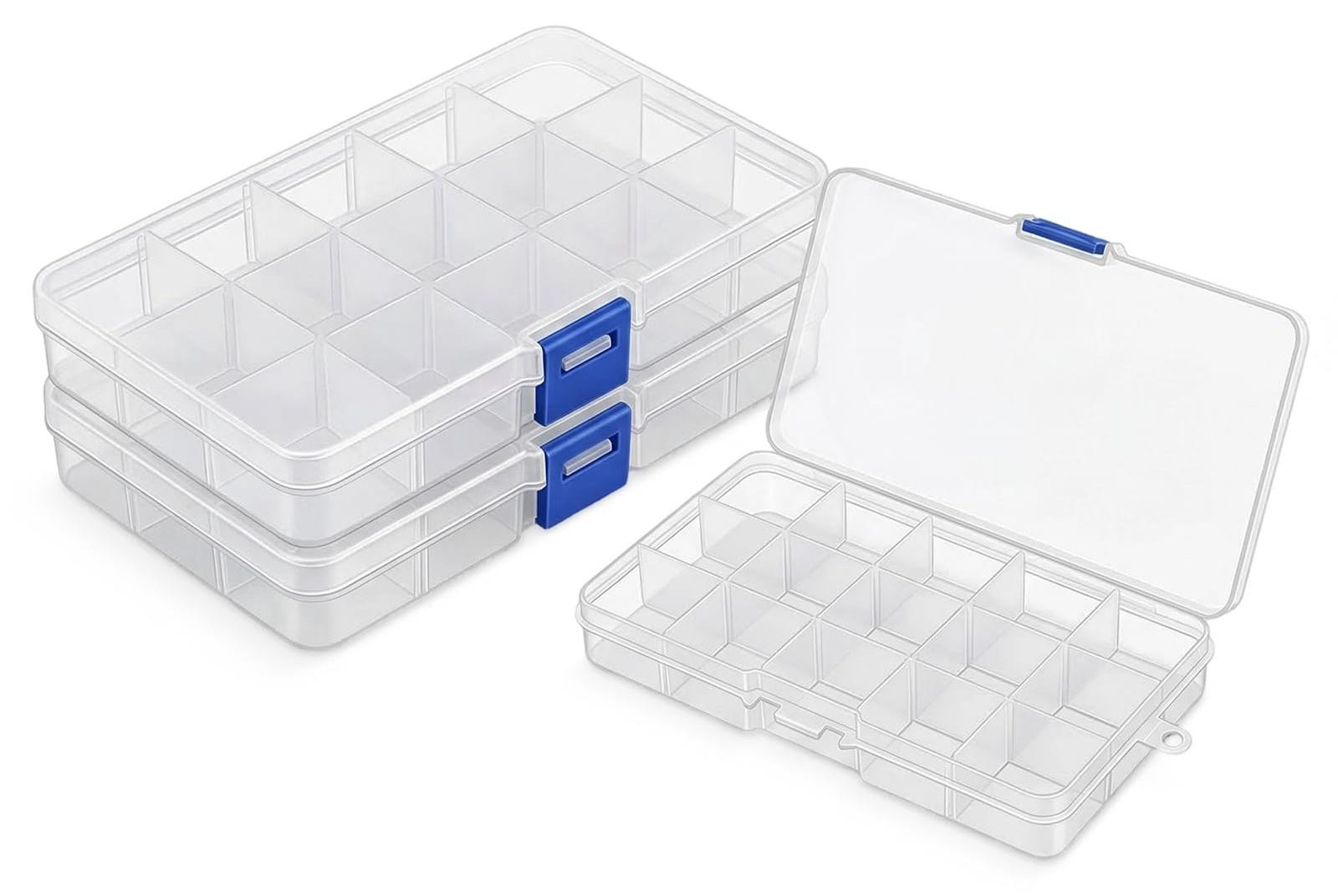 Dripio Set van 3 transparante plastic sorteerboxen met deksel