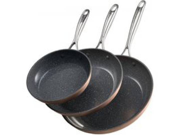 VEVOR Bratpfannen Set 3-tlg. (20 / 27 / 30 cm), Hochleistungs-Bratpfannen aus Aluminium (Antihaftbeschichtet), Kochpfanne Küchenkochgeschirr geeignet für Gas Elektro Induktion Grau