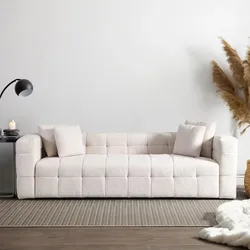 HOME DELUXE Teddy Sofa Bouclé COMO - 236 x 68 cm Beige