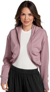 Masseys Hooded Thumbhole Shrug Casual in Sugar Plum, Size 1X, Cotton/Polyester/Spandex