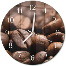 WANDUHR aus Glas Ø30 cm - Kaffeebohnen