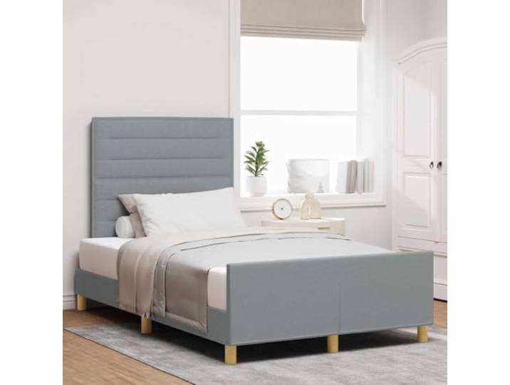RJPLMFV Bettgestell, Hellgrau, 120 x 190 cm, Stoff Mit Kopfteil, Lattenrost inklusive, modernes Design, Schlafzimmer