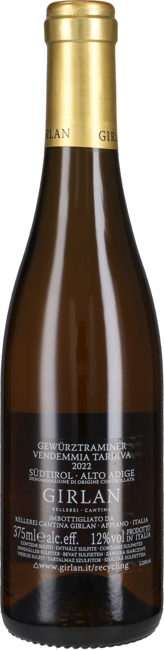 Gewurztraminer Vendemmia Tardiva 'Pasithea Oro' Girlan 2022 - 37.5cl
