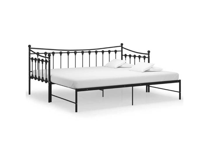 Promo 2026  Lit simple&lit adulte Structure de lit - Cadre de canapé-lit extensible - Noir Métal 90x200cm 2572411