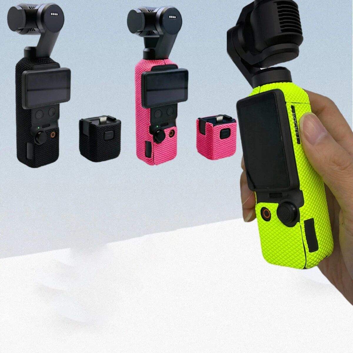 INF Anti-Sweat Silikon-Grip-Aufkleber, kompatibel mit DJI Osmo Pocket 4 – 3M-Kleber, Anti-Rutsch Schutzfolie, Präzise Schwarz