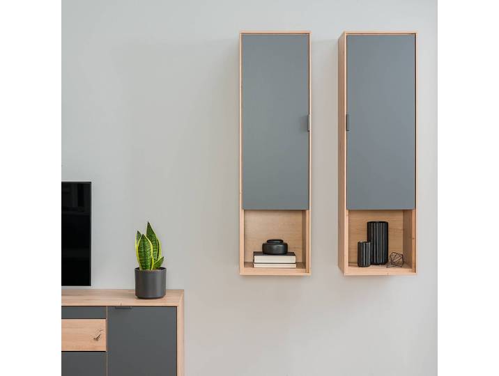 Hängeschrank 37 x 125 x 31cm Braun/Grau/Eiche Dekor/Graphit