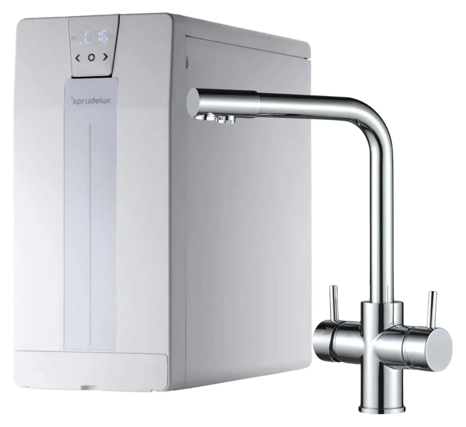 SPRUDELUX POWER SODA Sprudel-Wasserhahn - Untertisch Tafelwassergerät, gekühlt & sprudelnd - Isabella Chrom, 6 kg CO₂