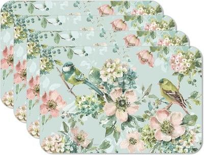 CounterArt Mint Crush, Reversible Easy Care Flexible Plastic Placemat 4 Pack Made in The USA
