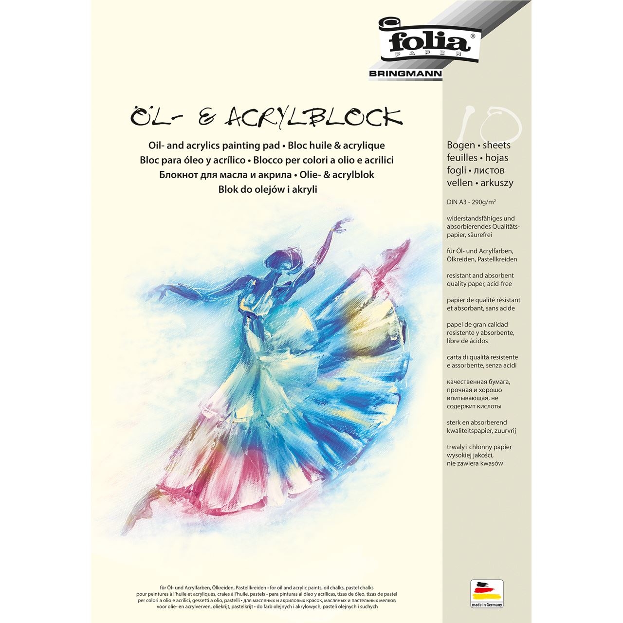 folia 10 Zeichenblock für Öl- und Acrylfarben DIN A3