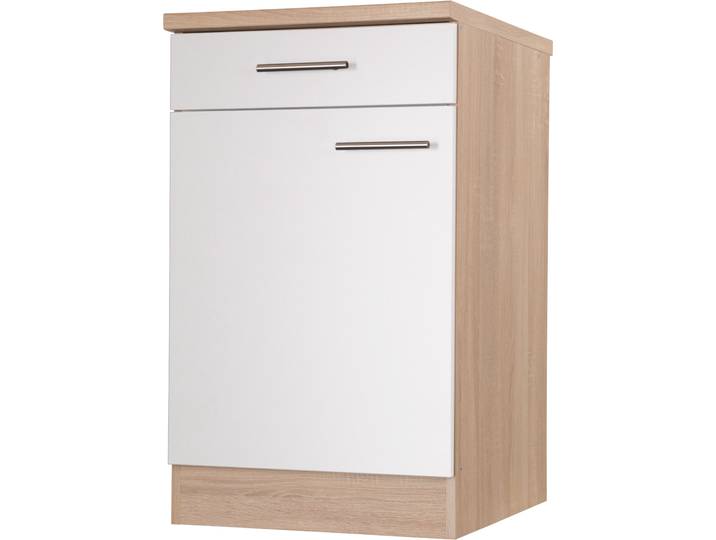 Unterschrank RESPEKTA Merle , weiß, B:50cm H:84,8cm T:60cm, Schränke, Unterschrank, Breite 50 cm, Soft-Close, Griffe aus Metall, 85 cm Arbeitshöhe