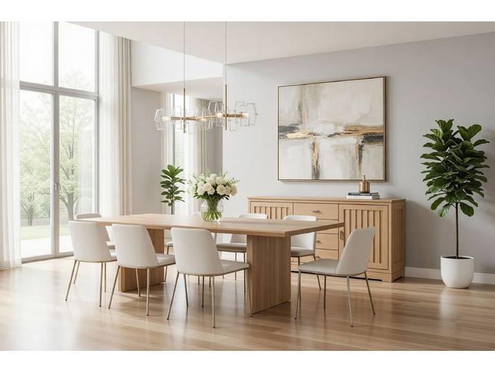 Enfilade cannelée - Type A 161 x 87 x 46cm Beige/Marron/Pin foncé