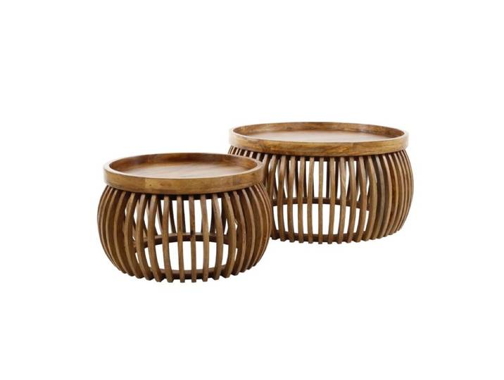 Liadomo Laos Couchtisch 2er Set aus Mangoholz Wohnzimmer, edles