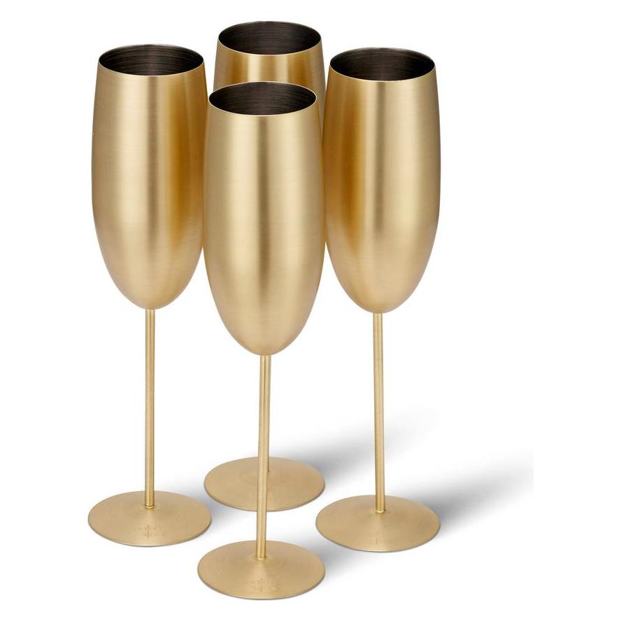 Oak & Steel 4 Edelstahl Sektglaeser (28.50 cl, 4 Gläser, Sektgläser) (S0974)