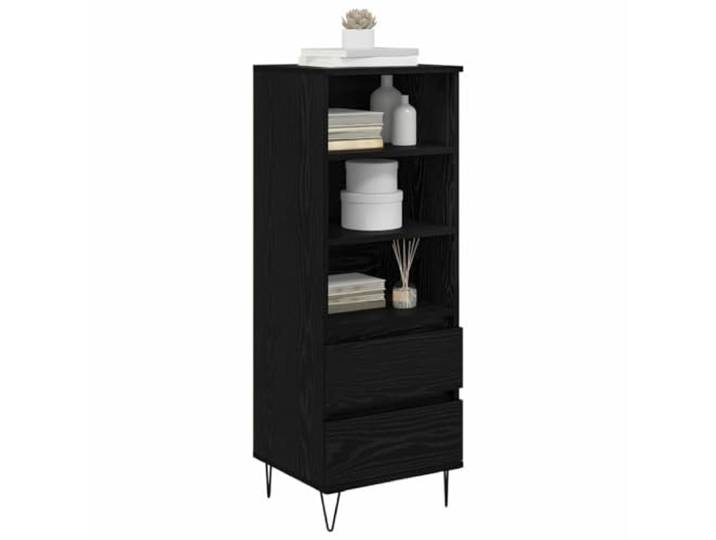 KTHLBRH Anrichte Eiche schwarz 40 x 36 x 110 cm Holz mehrschichtig Mit Schublade, Metallbeinen, stabil, sicher für Familien, Aufbewahrung im Wohnzimmer