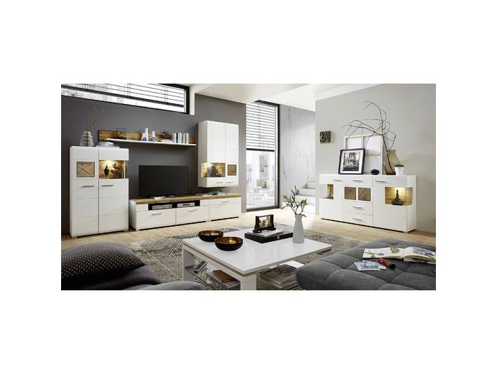 Vitrine murale 80 x 136 x 37cm Blanc/Blanc