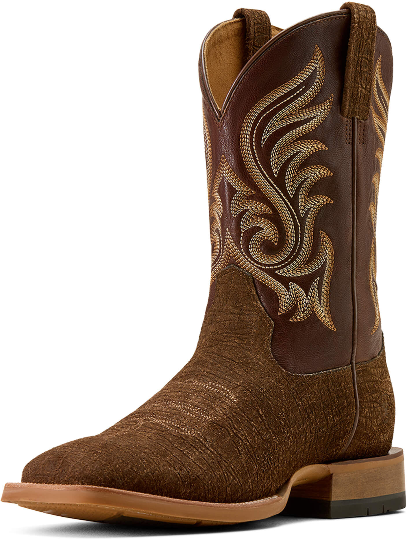 Men's Cattle Call Wide Square Toe Cowboy Boots in Antique Tan Hippo Print Hickory Smoke, Size: 10.5 EE by Ariat
