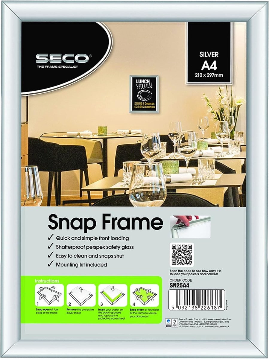 Snap Frame Posterhouder A4 Zilver