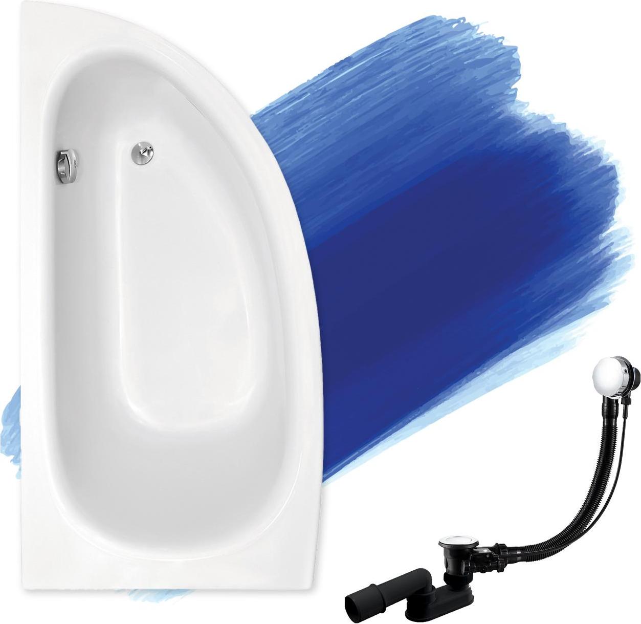 BADLAND Eckbadewanne Badewanne Milena LINKS 150x70 mit Ablaufgarnitur und Füßen GRATIS ohne Verkleidung