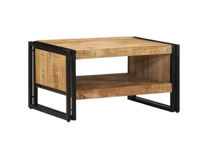 IBUQDDV Couchtisch 70x50x38 cm Raues Massivholz Mango Mangoholz, Eisen Gestell, Kaffeetisch, Sofatisch, Beistelltisch, Ablagetisch, pflegeleicht