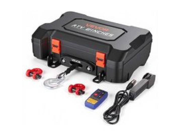 VEVOR Treuil Portable 12 V CC 1587 kg Treuil Électrique Corde Synthétique, pour Quad, Télécommandes sans Fil et Filaire, Kit de Récupération en Boîtier avec Guide-Câble, Sangle et Crochet à Manille