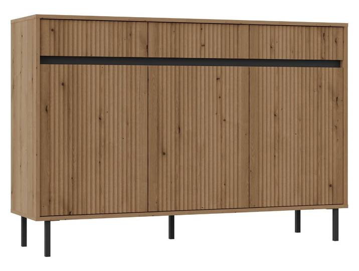 Selsey Osaka - Buffet 3 portes avec trois tiroirs\, finition chêne Evoke\, 149 cm