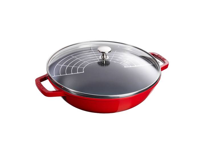 STAUB Wok avec couvercle en verre Ø30 cm 4,4 L Rouge