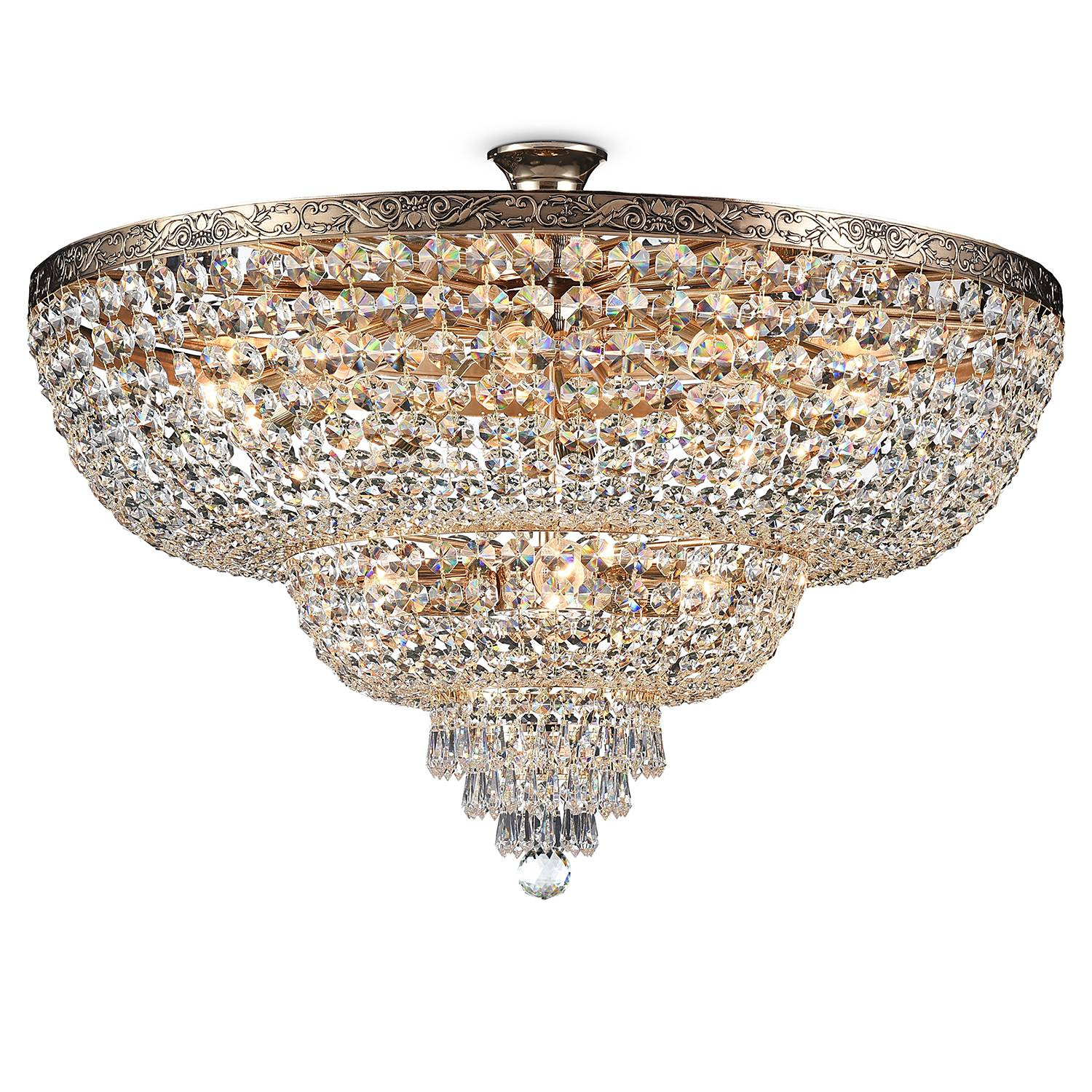 home24 Kroonluchter Palace type D, goud metaalmix en kristalglas, Ø 80 cm, E27