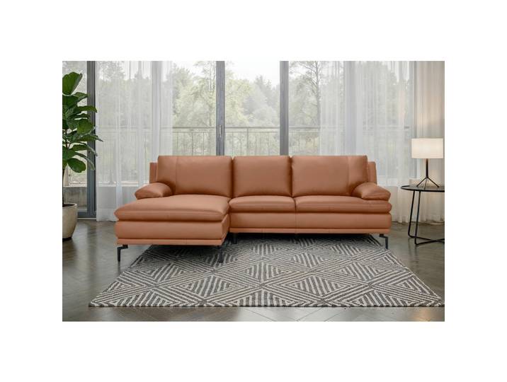 P & B Ecksofa, Cognac, Echtleder, Büffelleder, 248x158 cm, Wohnzimmer, Sofas & Couches, Sofas, Ledersofas