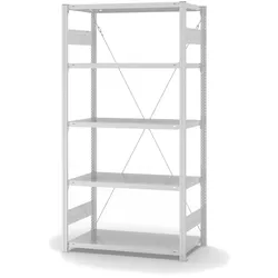 PROREGAL Lebensmittel-Fachbodenregal Stecksystem T-Profil | HxBxT 200x100x50cm | 5 Ebenen | Fachlast 140kg | Hygienische Beschichtung | Weiß Stahl