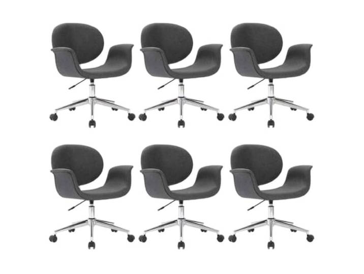 KDVXBCQJH Esszimmerstuhl 6er Set Drehbar Höhenverstellbar Dunkelgrau Bequeme Lehnsessel mit Stoffbezug, Metallbeinen und Rollen für Wohnzimmer, Arbeitszimmer und Essbereich.