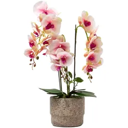 KUNSTBLUME Orchidee pink-weiß im Deko-Topf, 64 cm