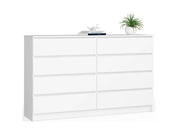 BDW Commode K160 à 8 tiroirs 160x40x99 cm Blanc Meuble de salon et chambre