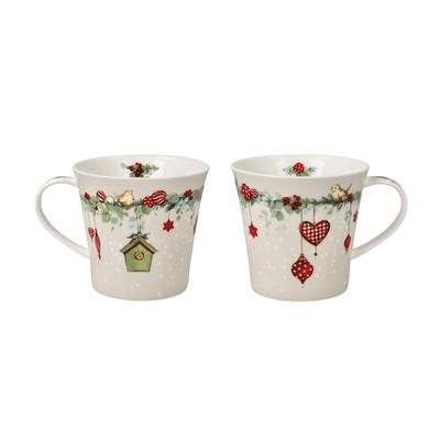 Tasse GOEBEL "A Loving Christmas", weiß (bunt), B:10,5cm H:13cm, Fine China-Porzellan, Trinkgefäße, Tasse