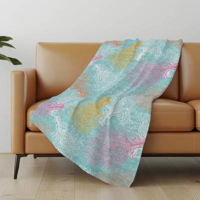 Addison Rugs Premium Machine Washable ASB182 Coastal Coral Sherpa Throw Blanket