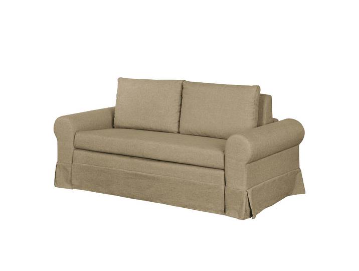 Canapé-lit Country avec housse Beige/Beige Tissu Doran 205cm Maison de campagne