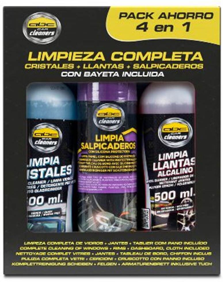 ABC Cleaners Kit de limpeza completo para automóvel 4 em 1 com pano ABC Car Cleaners
