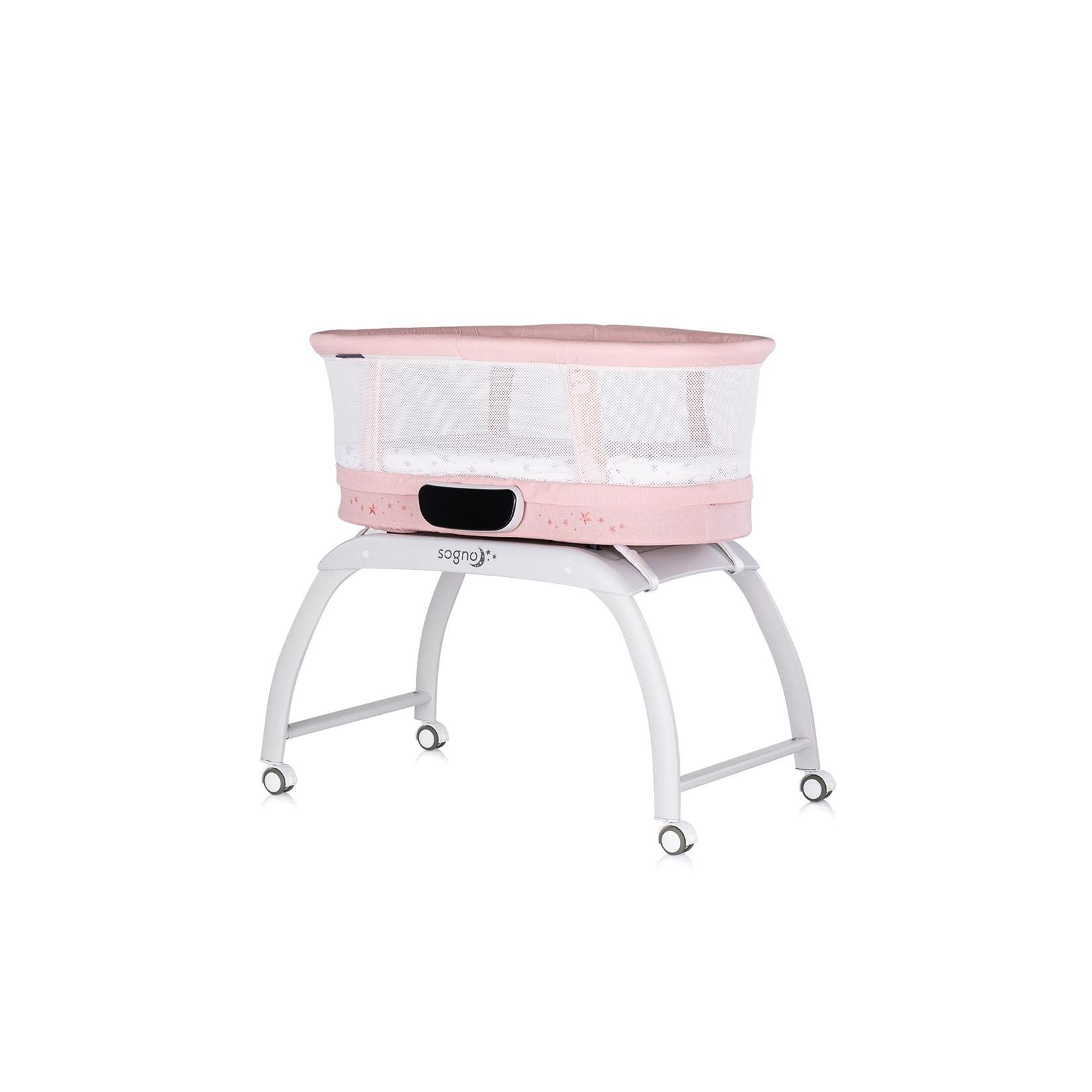 Chipolino Beistellbett Sogno 2 in 1 Spieltisch, Fernbedienung, eingebaute Waage rosa