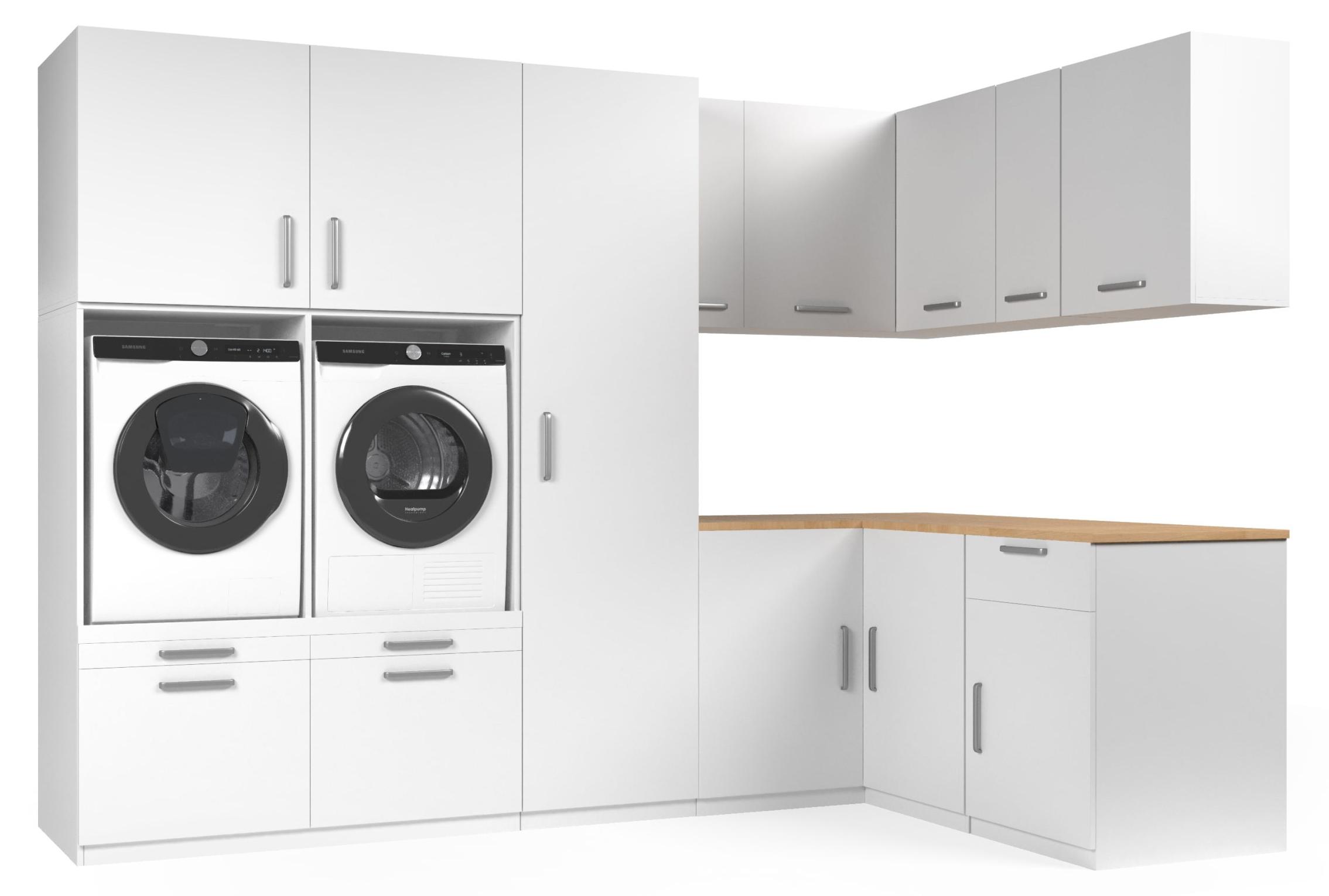 Wasophoogte Waschmaschinenkorpus "Nice" - Unterbau für Waschmaschine - Waschmaschinenplattform - 700 (T) * 3330 (B) * 2350 (H) mm - Weiß