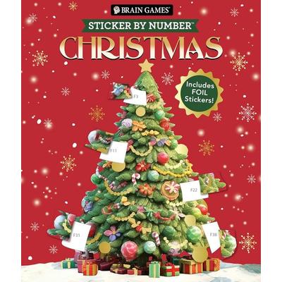 Brain Games - Sticker by Number: Christmas (24 Images to Sticker - Watercolor Tree Cover), Taschenbuch von Publications International Ltd,New