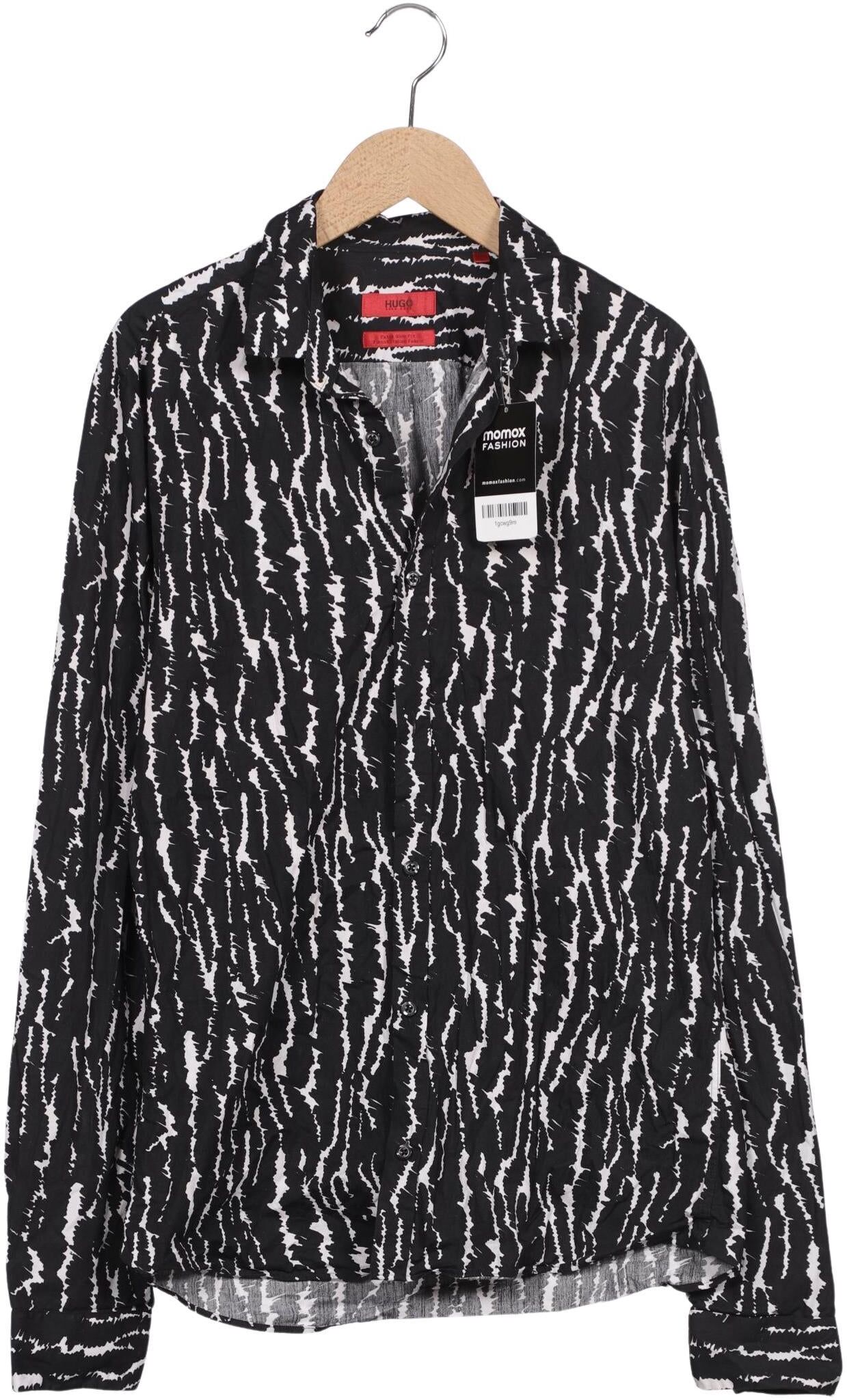 Hugo by Hugo Boss Herren Hemd, Schwarz, Gr. S, Baumwolle - Second Hand