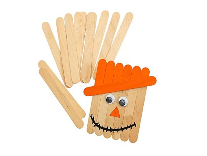 Colorations Grote natuurlijke houten ambachtelijke sticks tongdepressoren, 100 stuks, volledig natuurlijk, 1 mm dik, 6 x 3/4 elk