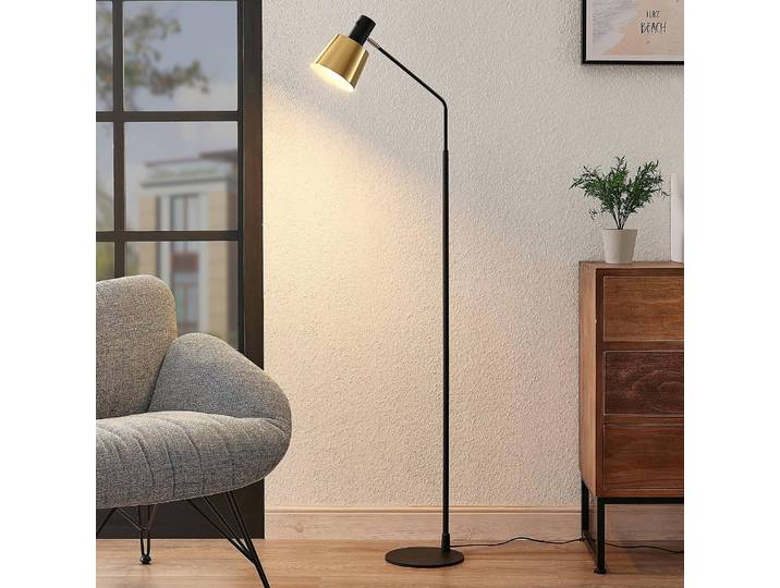 Stehlampe Vlada Lindby, schwarz, für Wohn- / Esszimmer, Metall, Skandinavisch