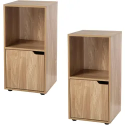 NACHTTISCH mit 2 Fächern im Holzdekor mit 1 Tür - L31 cm - 2er Set