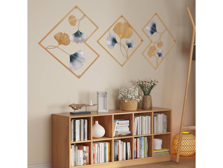 Décoration murale artisanale, trois styles, ginkgo exquis pour salon et salle à manger, style moderne