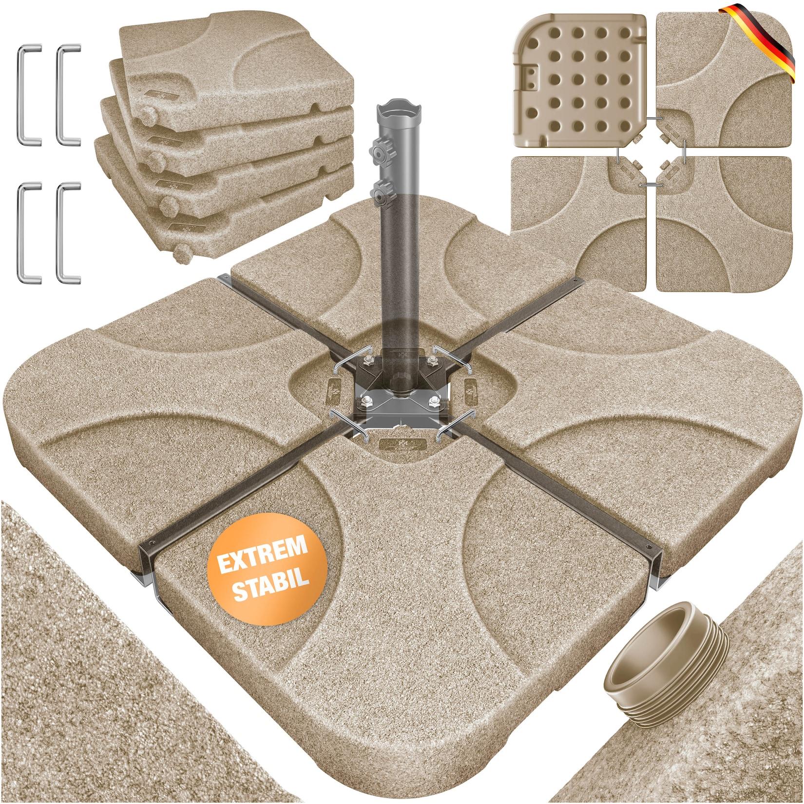 KESSER® Sonnenschirmständer 4-teilig Schirmgewicht Schirmständer für Ampelschirm Bodenkreuz 60 Liter / 80 kg befüllbar mit Wasser oder Sand Inkl. Metallverbinder Ampelschirmständer Kunststoff