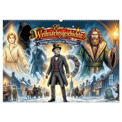 Eine Weihnachtsgeschichte - Scrooge und die Geister der Weihnacht (Wandkalender 2027 DIN A2 quer), CALVENDO Monatskalender